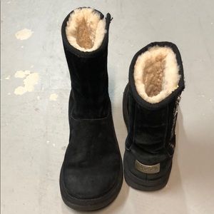 Black Short Ugg Zipper Boots